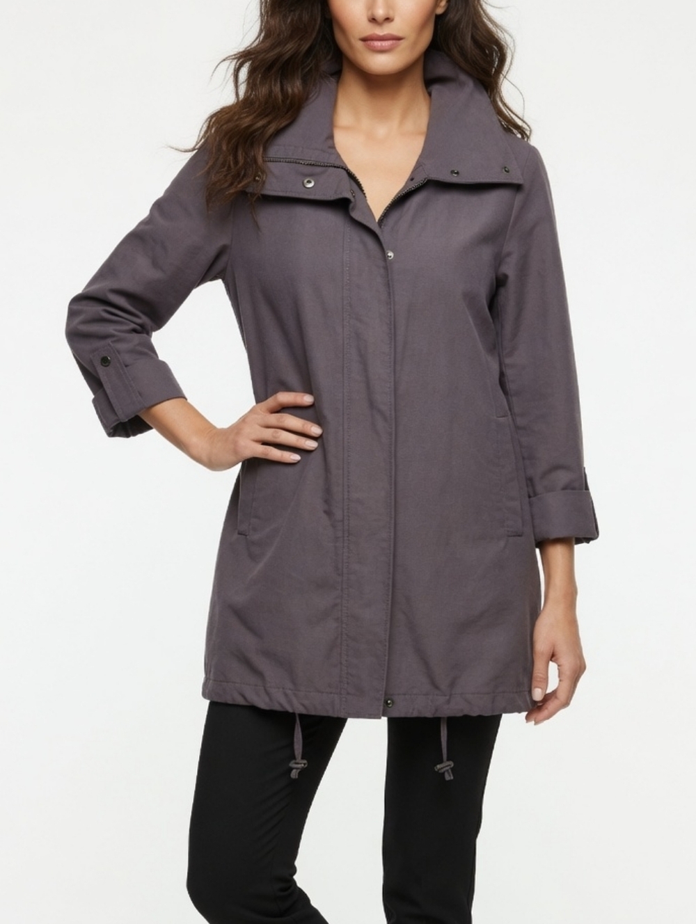 G.H. Bass & Company Women's Grayish Purple Trench Utility Jacket (SIZE: XL)